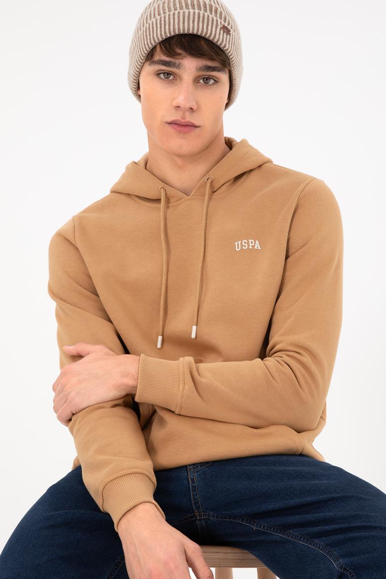 Erkek Kapüşonlu Camel Basic Şardonlu Sweatshirt - 50295176023