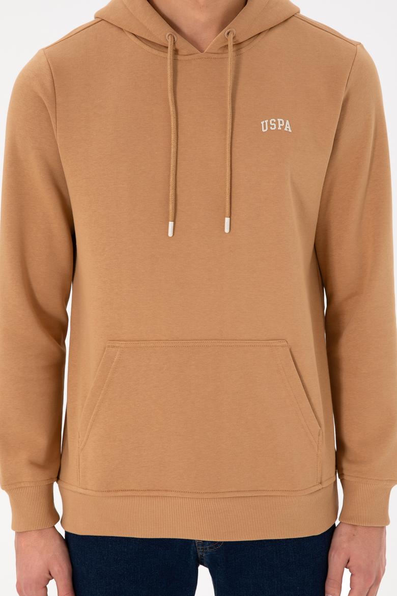 Erkek Kapüşonlu Camel Basic Şardonlu Sweatshirt - 50295176023