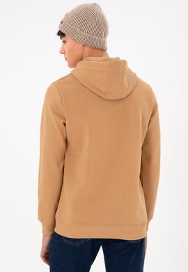 Erkek Kapüşonlu Camel Basic Şardonlu Sweatshirt - 50295176023