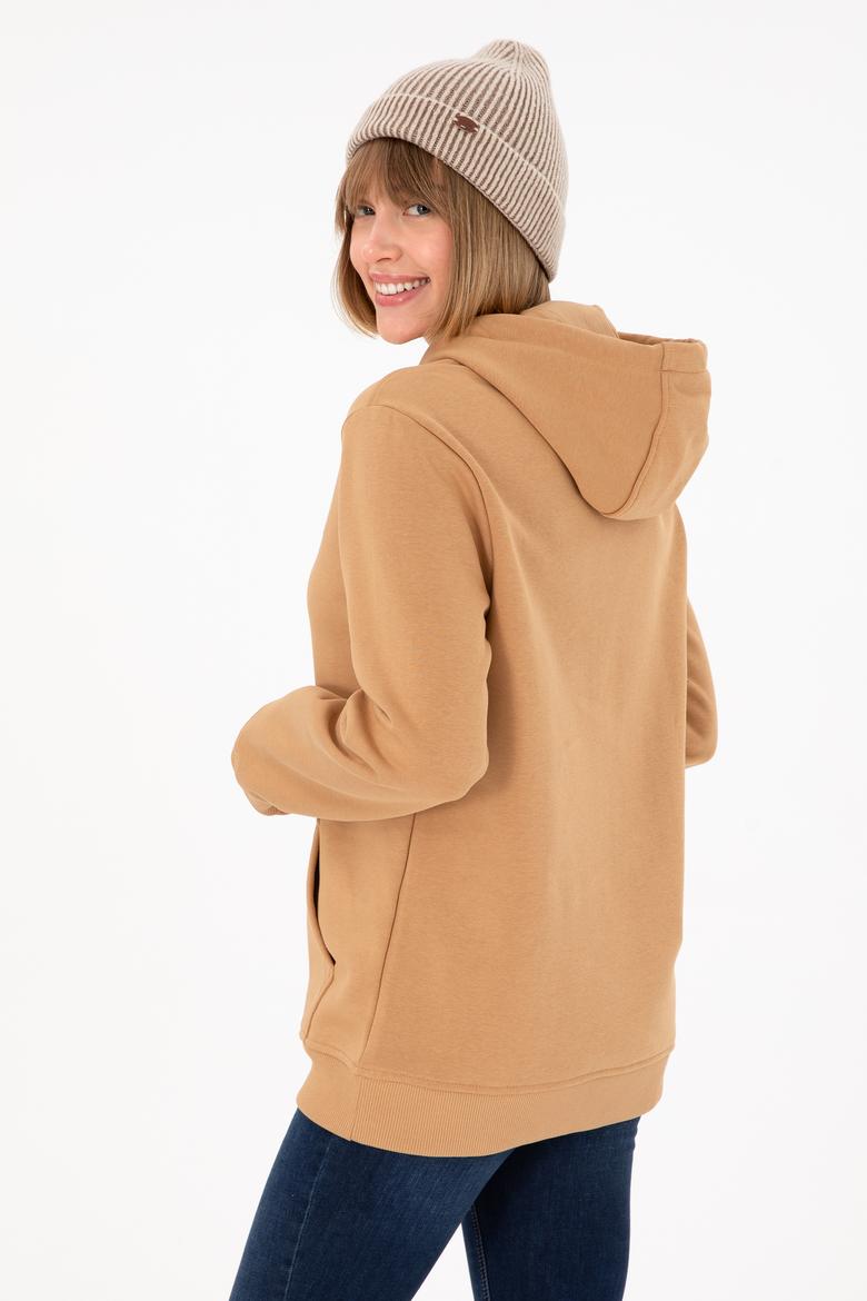 Erkek Kapüşonlu Camel Basic Şardonlu Sweatshirt - 50295176023