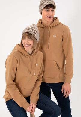 Erkek Kapüşonlu Camel Basic Şardonlu Sweatshirt - 50295176023