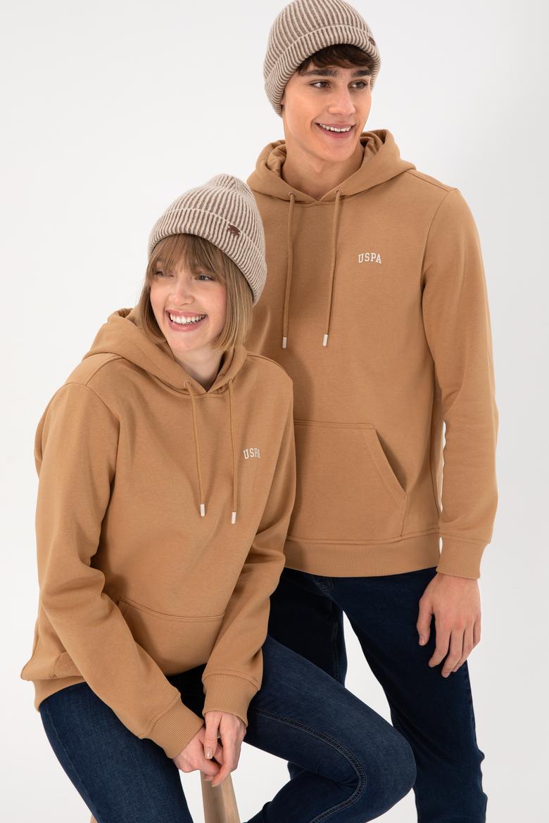 Erkek Kapüşonlu Camel Basic Şardonlu Sweatshirt