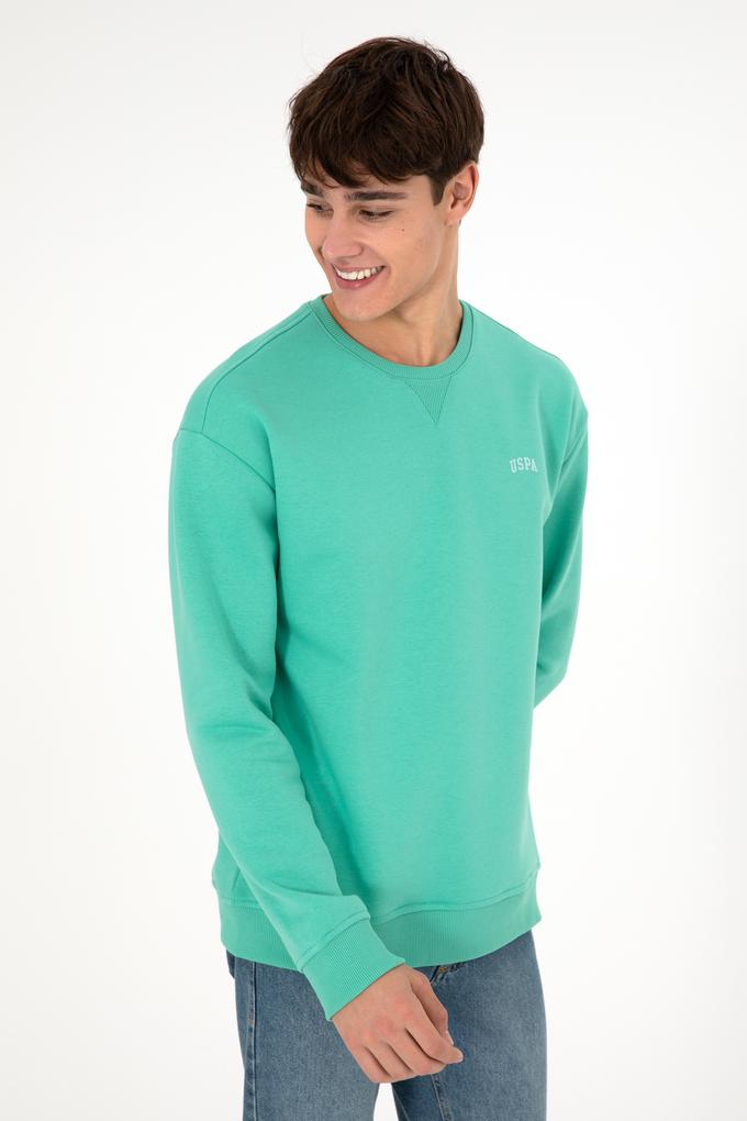 Erkek Bisiklet Yaka Mint Basic Şardonlu Sweatshirt