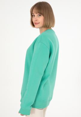 Erkek Bisiklet Yaka Mint Basic Şardonlu Sweatshirt - 50295148203