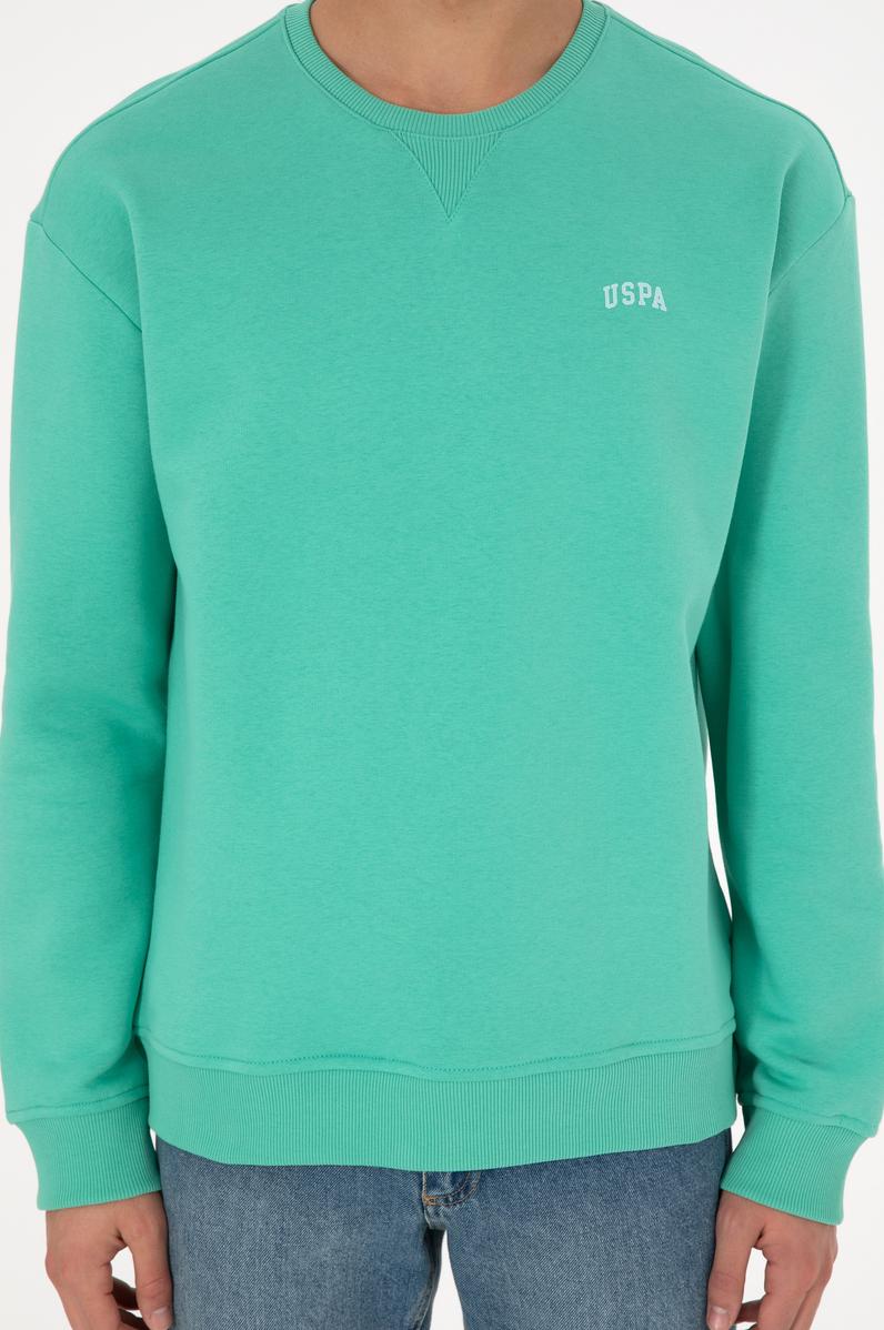 Erkek Bisiklet Yaka Mint Basic Şardonlu Sweatshirt
