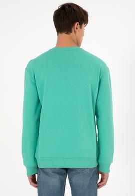 Erkek Bisiklet Yaka Mint Basic Şardonlu Sweatshirt - 50295148203