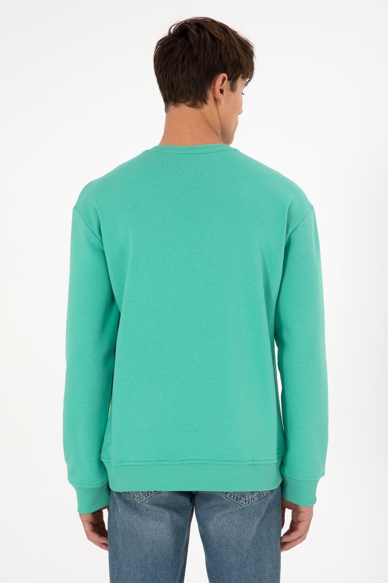 Erkek Bisiklet Yaka Mint Basic Şardonlu Sweatshirt - 50295148203