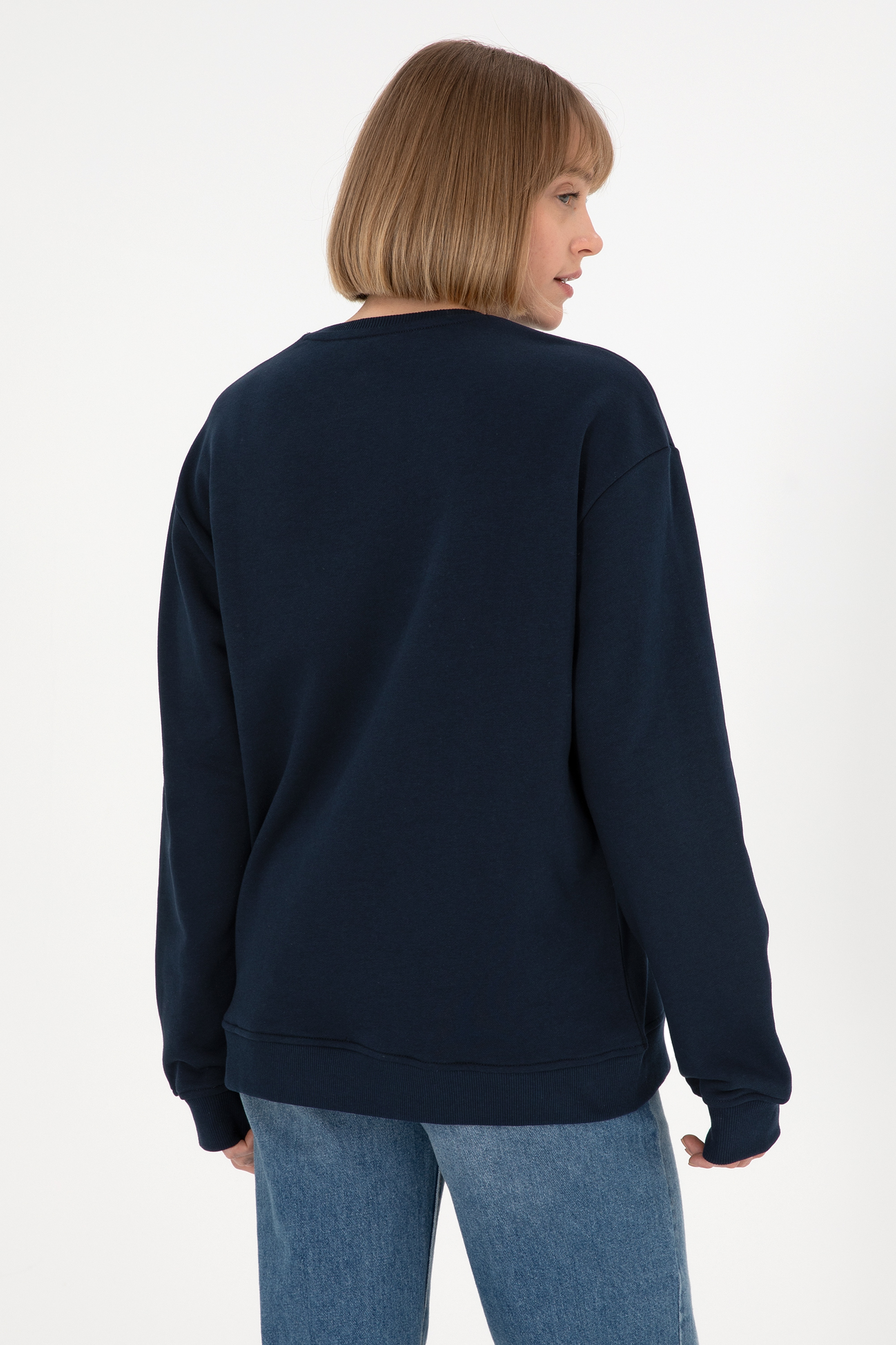 Erkek Lacivert Basic Sweatshirt - Image 4