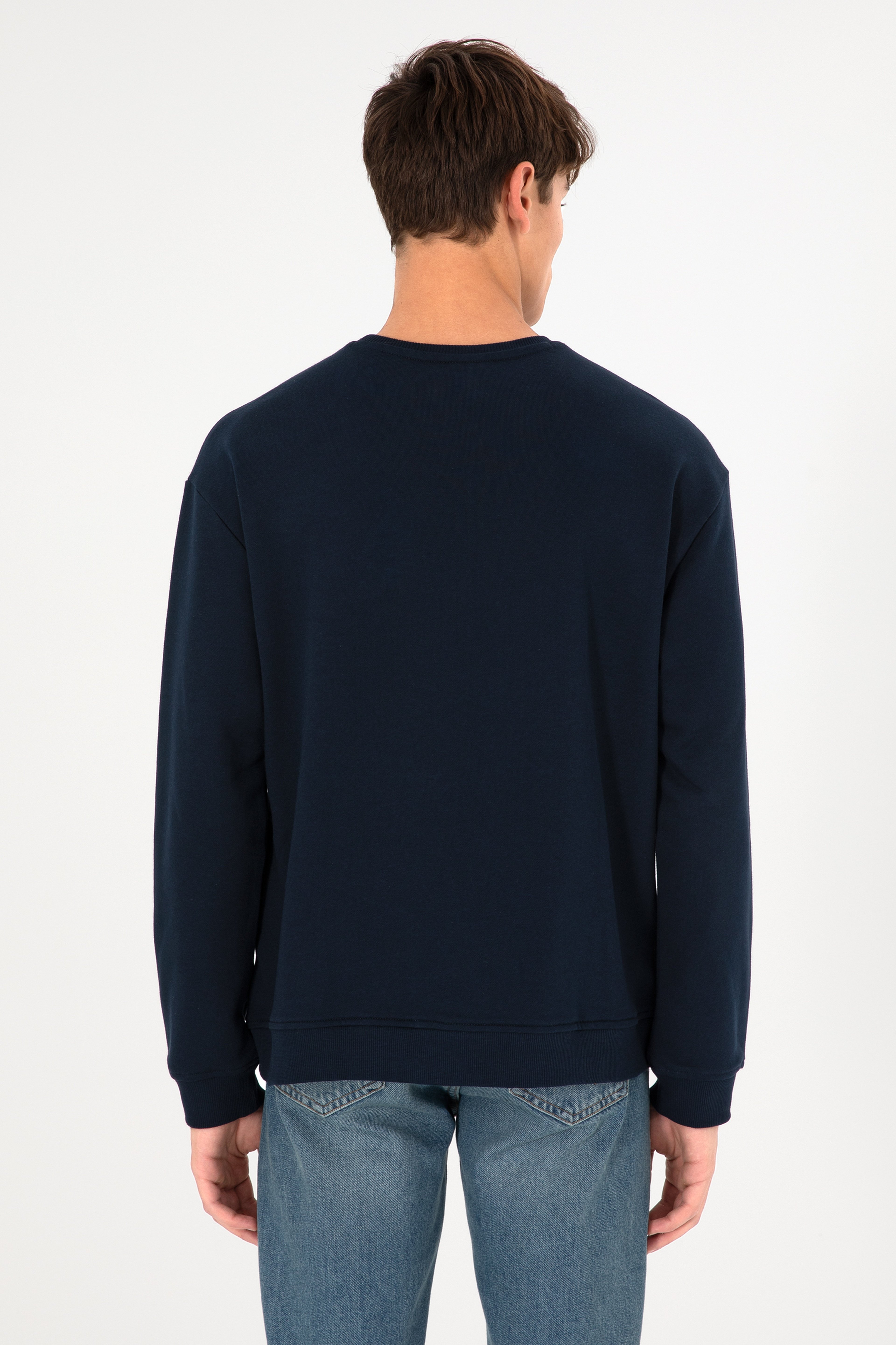Erkek Lacivert Basic Sweatshirt - Image 6