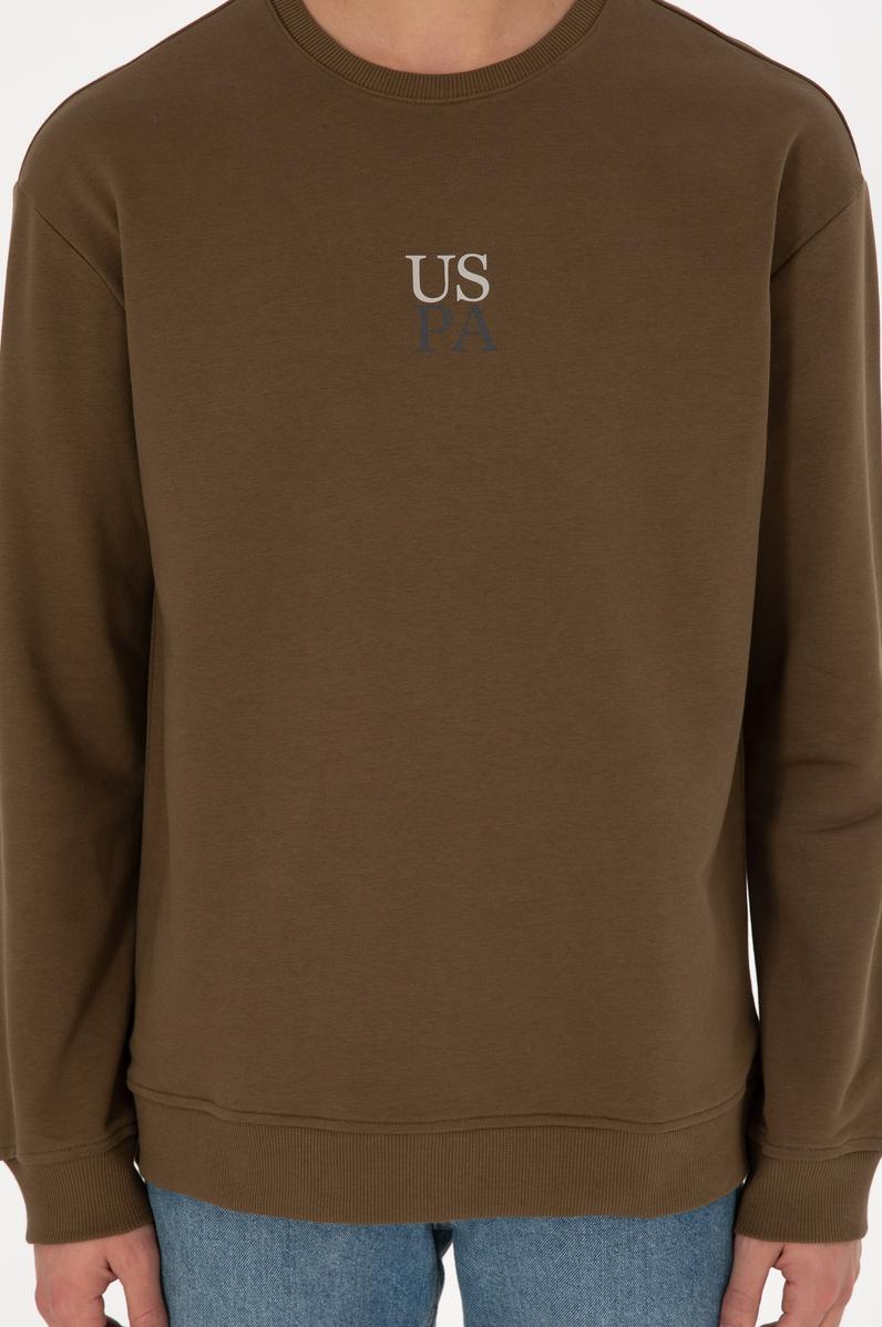 Erkek Comfort Fit Bisiklet Yaka Haki Basic Sweatshirt