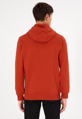 Erkek Regular Fit Kapüşonlu Kiremit Basic Sweatshirt - 50295175026