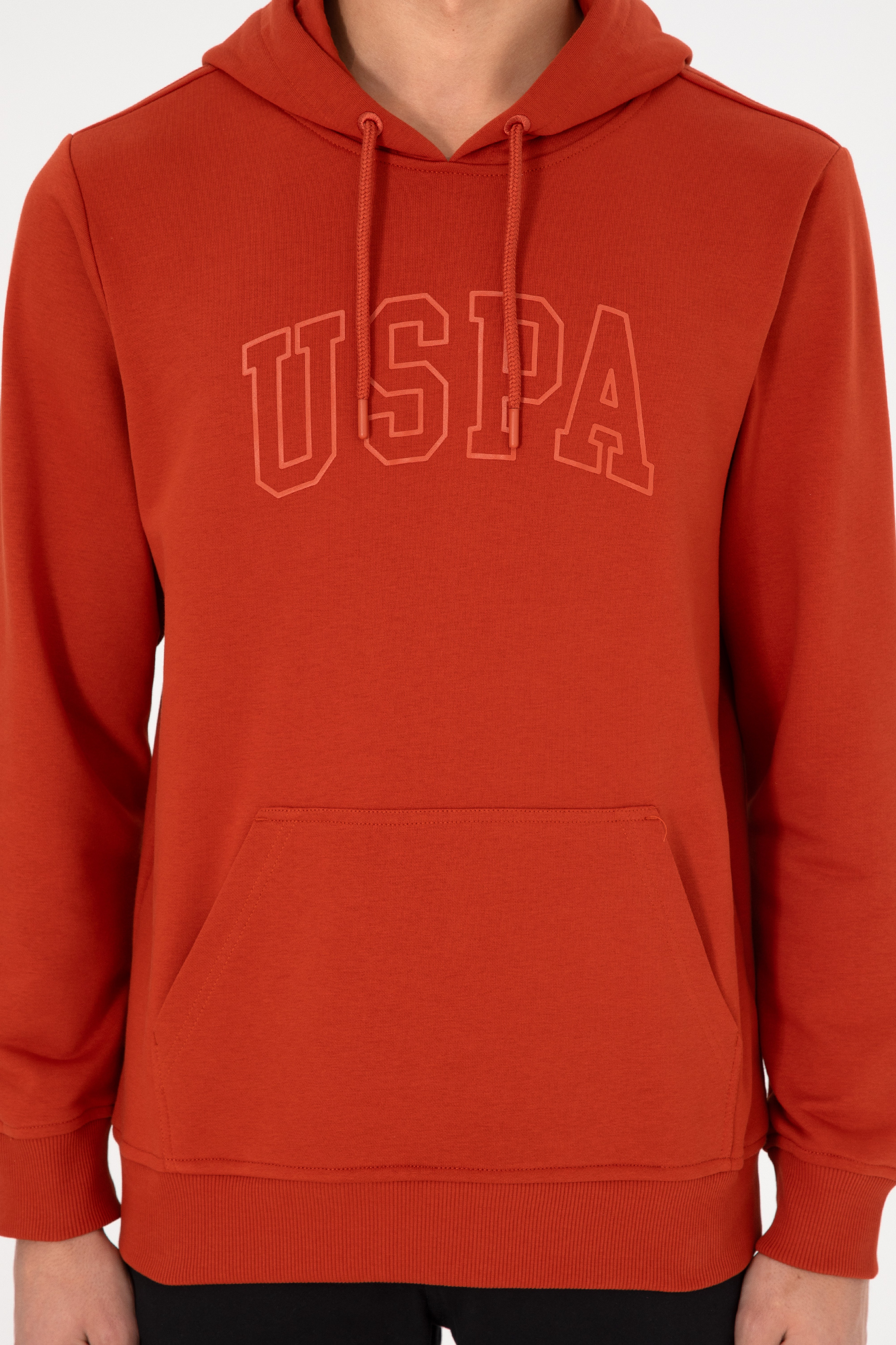 Erkek Regular Fit Kapüşonlu Kiremit Basic Sweatshirt - Image 7