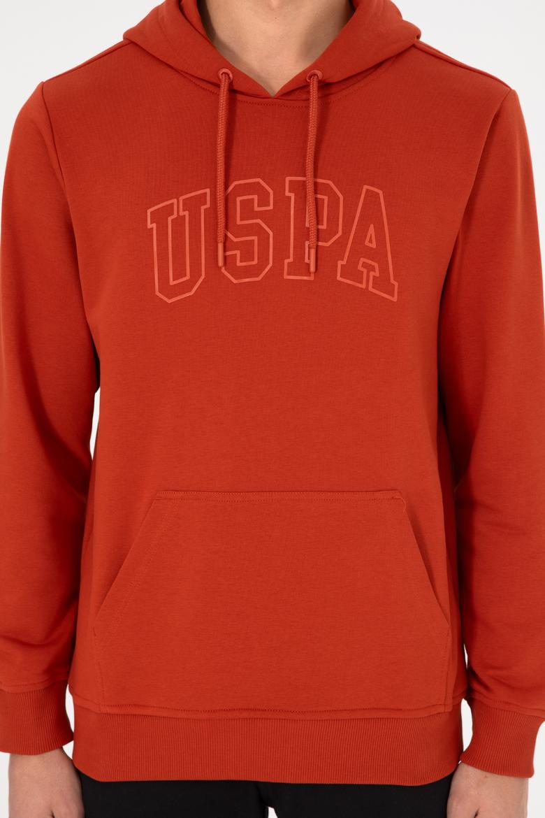 Erkek Regular Fit Kapüşonlu Kiremit Basic Sweatshirt - 50295175026