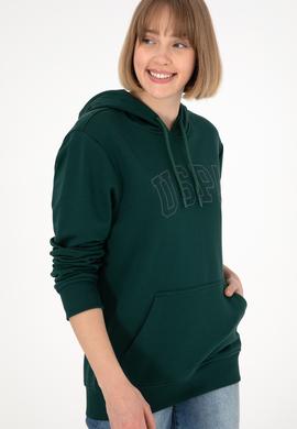 Erkek Regular Fit Kapüşonlu Koyu Yeşil Basic Sweatshirt - 50295175079