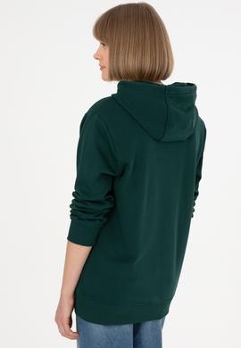 Erkek Regular Fit Kapüşonlu Koyu Yeşil Basic Sweatshirt - 50295175079