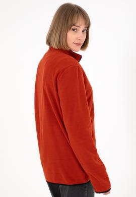 Erkek Yarım Fermuarlı Kiremit Basic Polar Sweatshirt - 50298085077