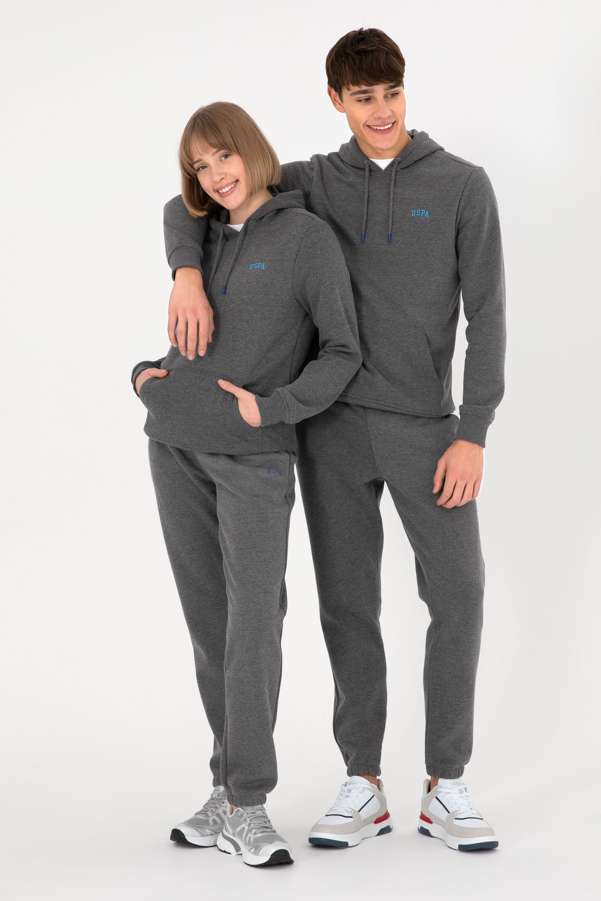 Erkek Kapüşonlu Antrasit Melanj Basic Şardonlu Sweatshirt - Image 4