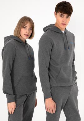 Erkek Kapüşonlu Antrasit Melanj Basic Şardonlu Sweatshirt - 50295176133