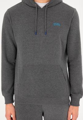 Erkek Kapüşonlu Antrasit Melanj Basic Şardonlu Sweatshirt - 50295176133