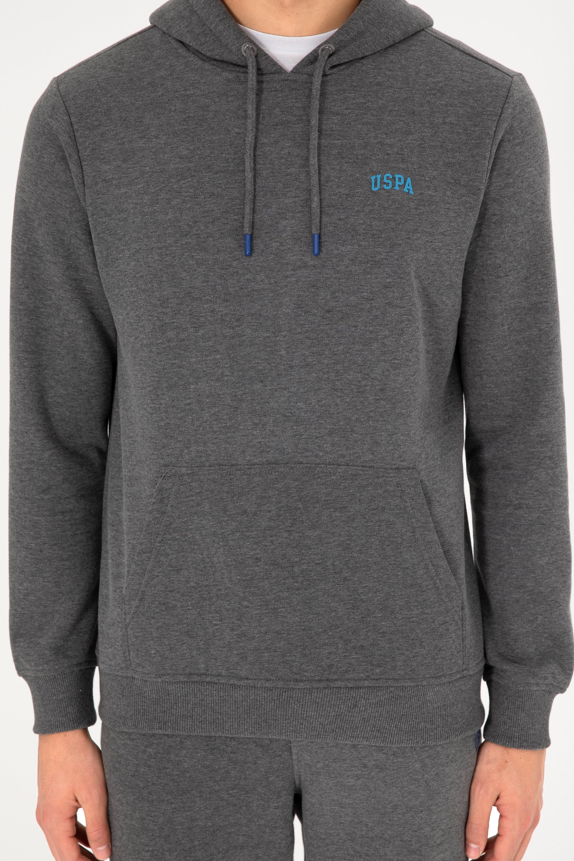 Erkek Kapüşonlu Antrasit Melanj Basic Şardonlu Sweatshirt - Image 7