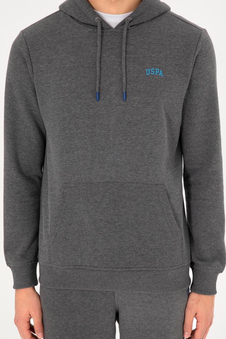 Erkek Kapüşonlu Antrasit Melanj Basic Şardonlu Sweatshirt - 50295176133