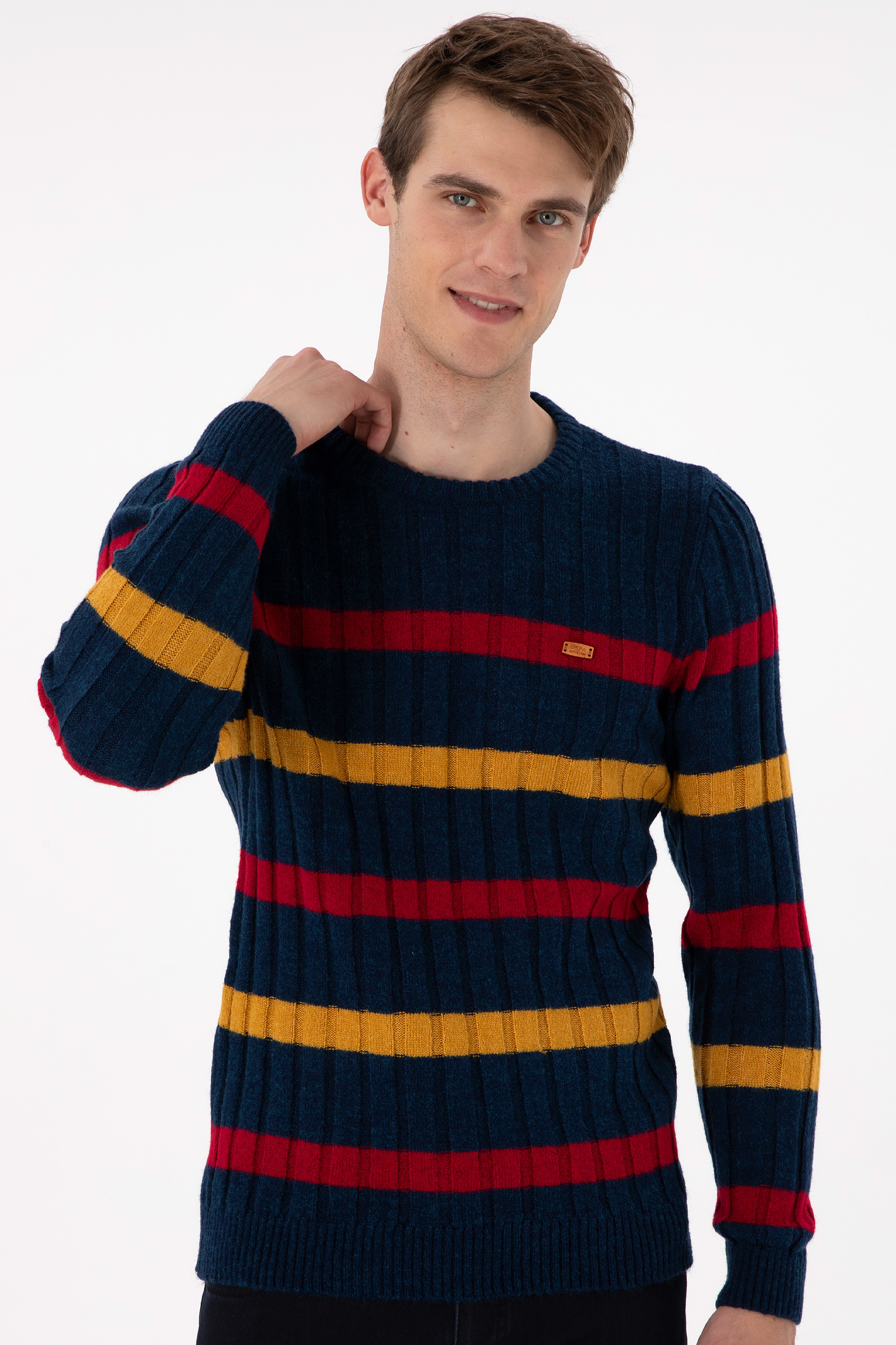 Erkek Regular Fit Bisiklet Yaka Lacivert Kazak - Image 3