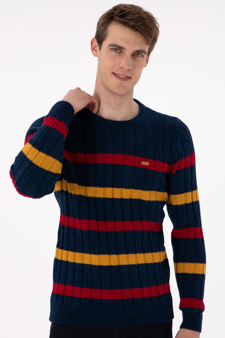 Erkek Regular Fit Bisiklet Yaka Lacivert Kazak - 50293109035