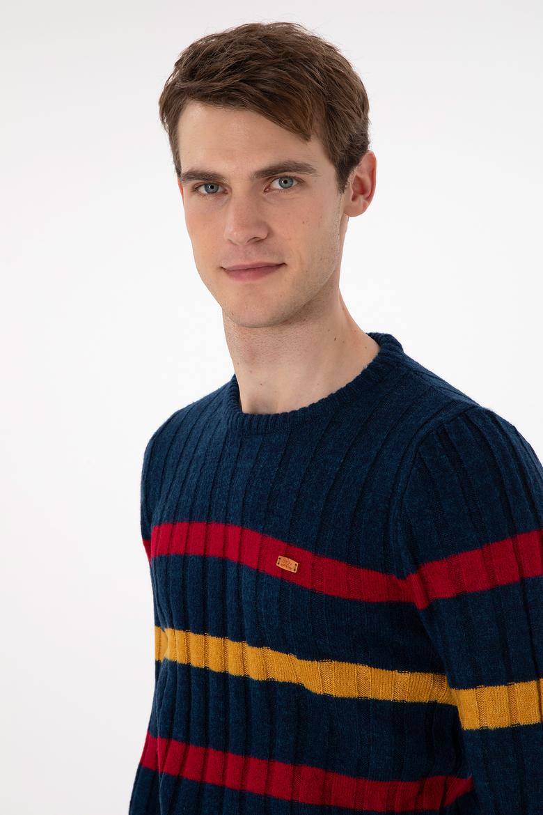 Erkek Regular Fit Bisiklet Yaka Lacivert Kazak - 50293109035