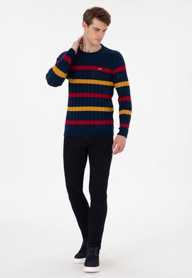 Erkek Regular Fit Bisiklet Yaka Lacivert Kazak - 50293109035