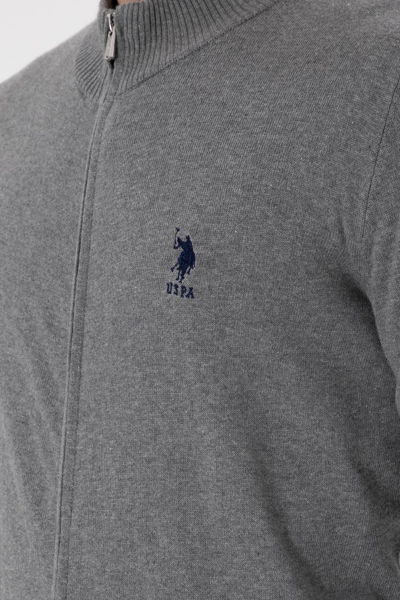 Erkek Gri Melanj Basic Triko Hırka - 50293526033