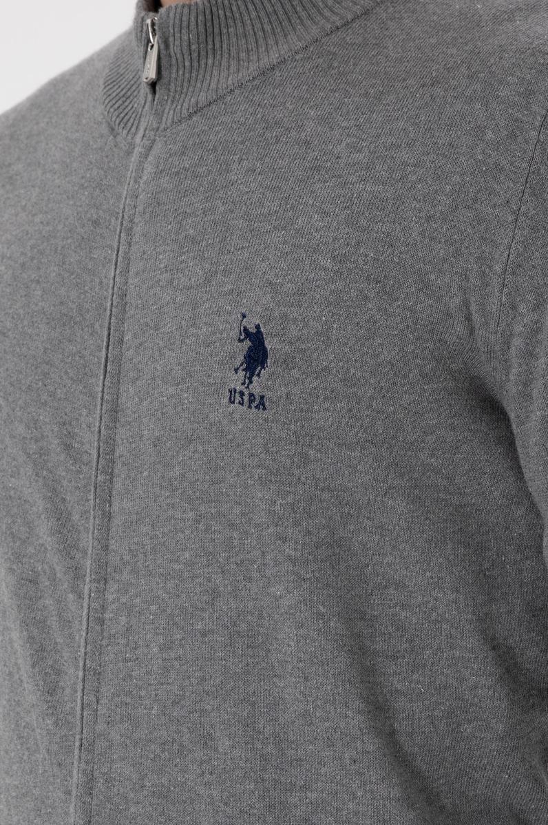 Erkek Gri Melanj Basic Triko Hırka