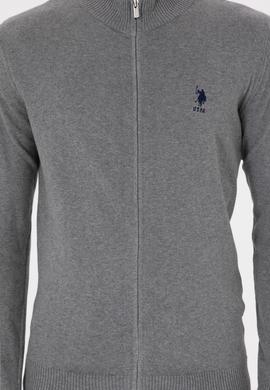 Erkek Gri Melanj Basic Triko Hırka - 50293526033