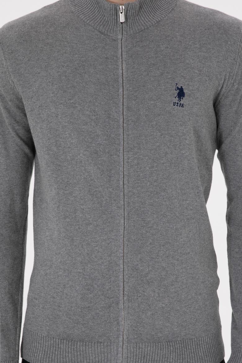 Erkek Gri Melanj Basic Triko Hırka - 50293526033