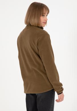 Erkek Yarım Fermuarlı Haki Basic Polar Sweatshirt - 50298085028