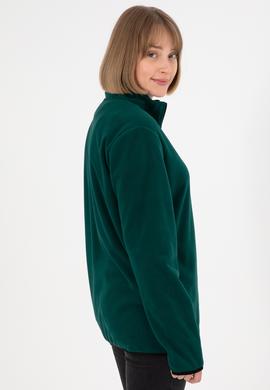 Erkek Yarım Fermuarlı Koyu Yeşil Basic Polar Sweatshirt - 50298085017