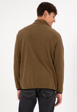 Erkek Yarım Fermuarlı Haki Basic Polar Sweatshirt - 50298085028