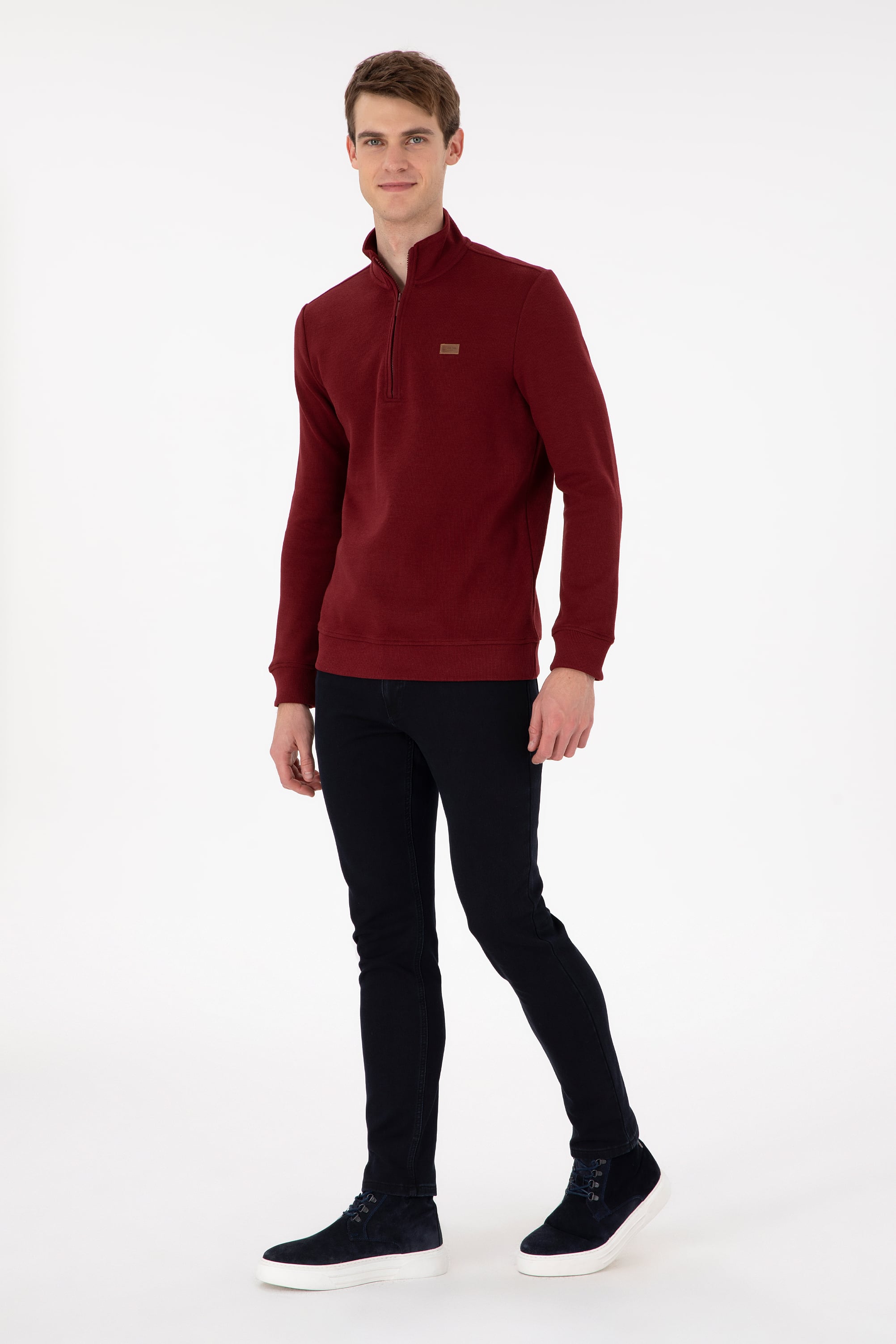Erkek Bordo Basic Sweatshirt
