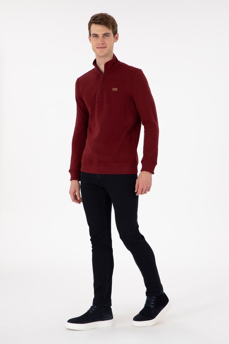 Erkek Bordo Basic Sweatshirt - 50298243051
