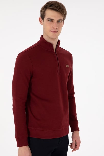 Erkek Bordo Basic Sweatshirt