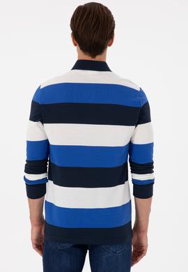Erkek Regular Fit Polo Yaka Saks Sweatshirt - 50293428087