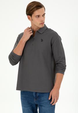 Erkek Comfort Fit Yarım Fermuarlı Antrasit Sweatshirt - 50293413007