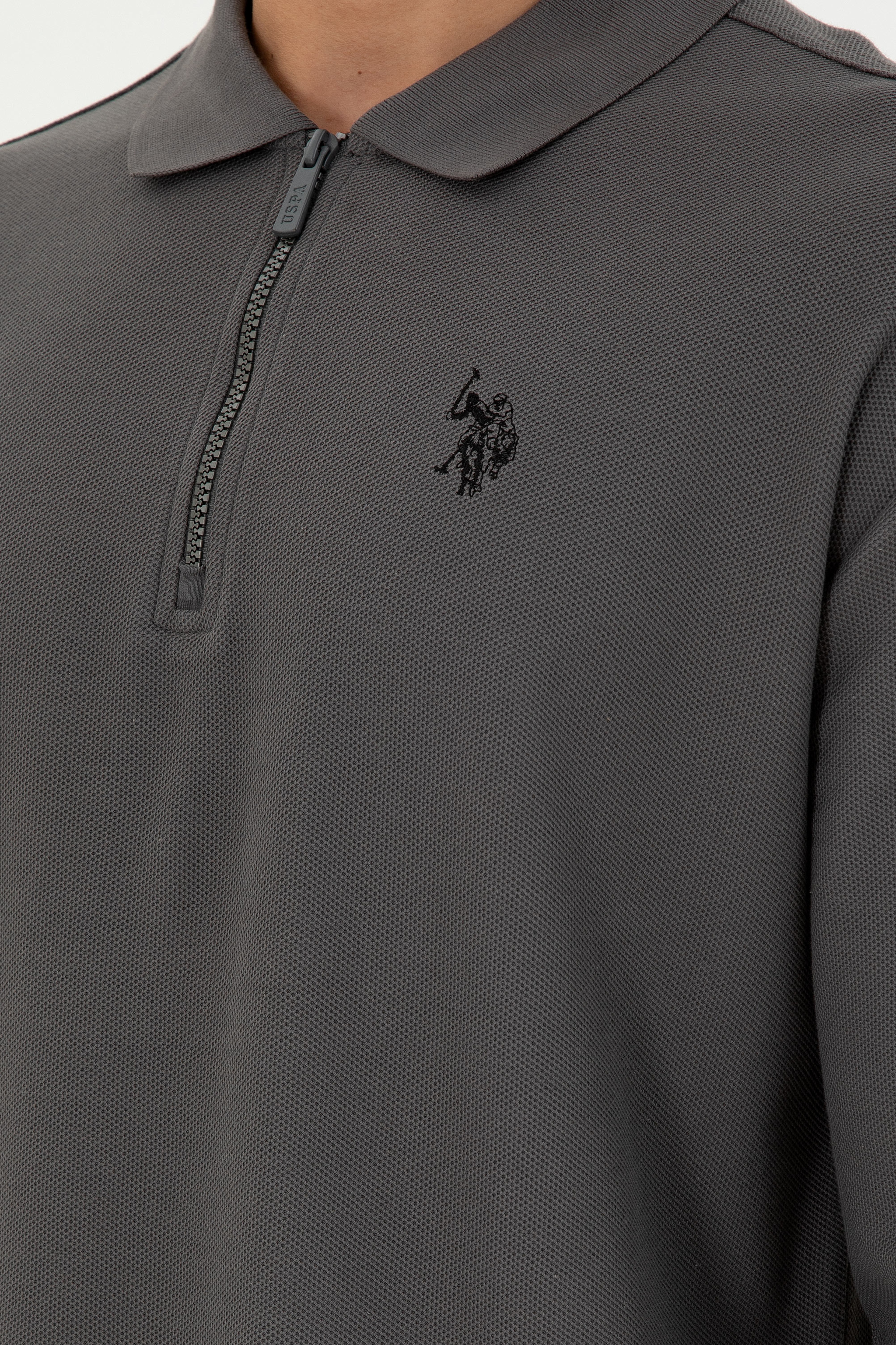 Erkek Comfort Fit Yarım Fermuarlı Antrasit Sweatshirt - Image 7