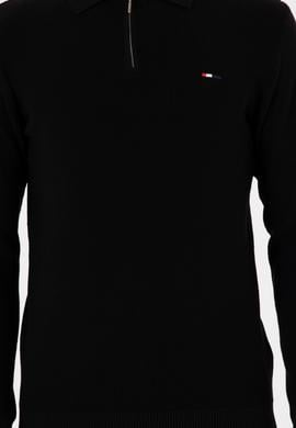 Erkek Regular Fit Yarım Fermuarlı Siyah Basic Kazak - 50298266015