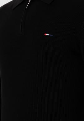 Erkek Regular Fit Yarım Fermuarlı Siyah Basic Kazak - 50298266015