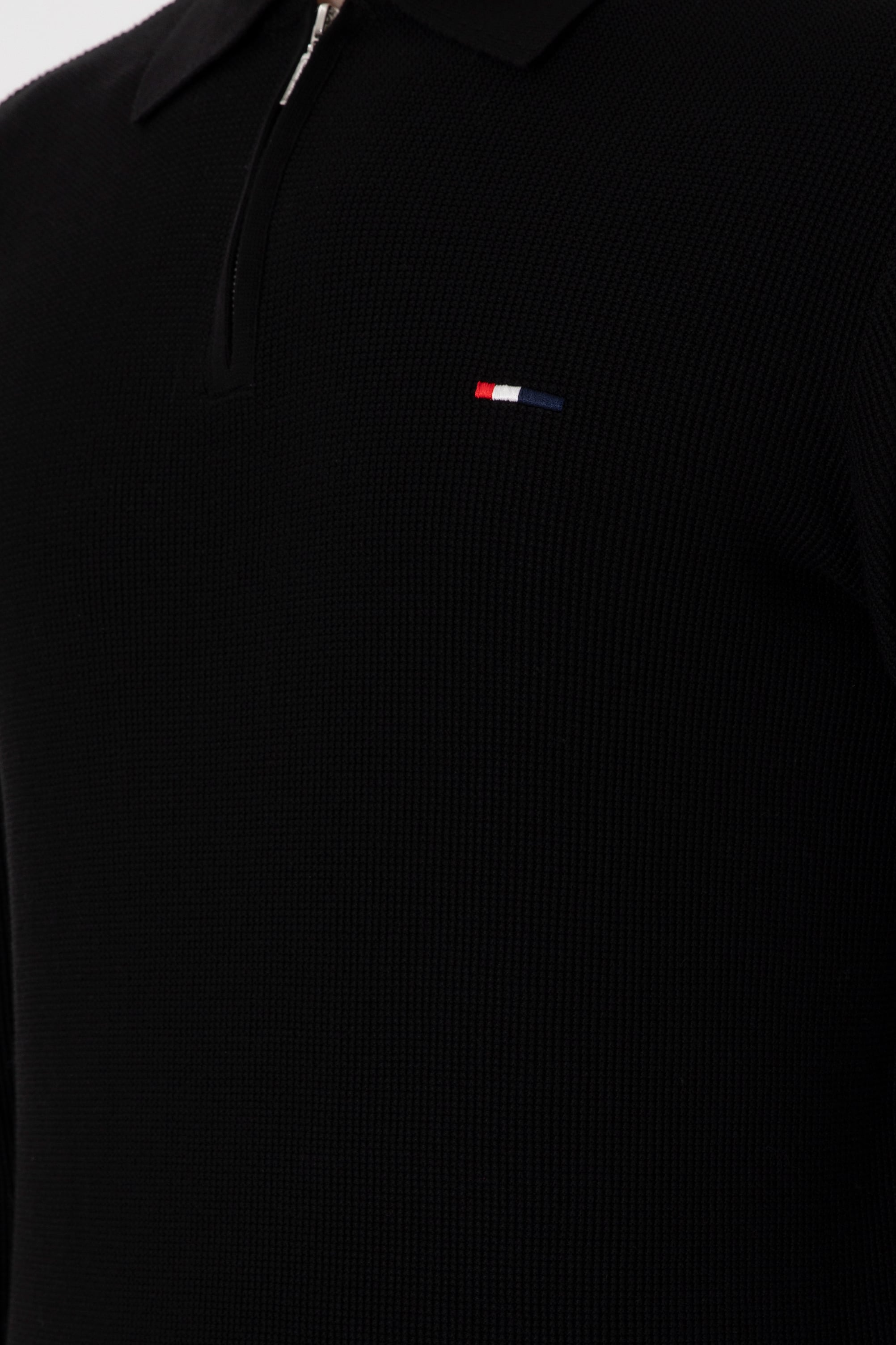Erkek Regular Fit Yarım Fermuarlı Siyah Basic Kazak - Image 7