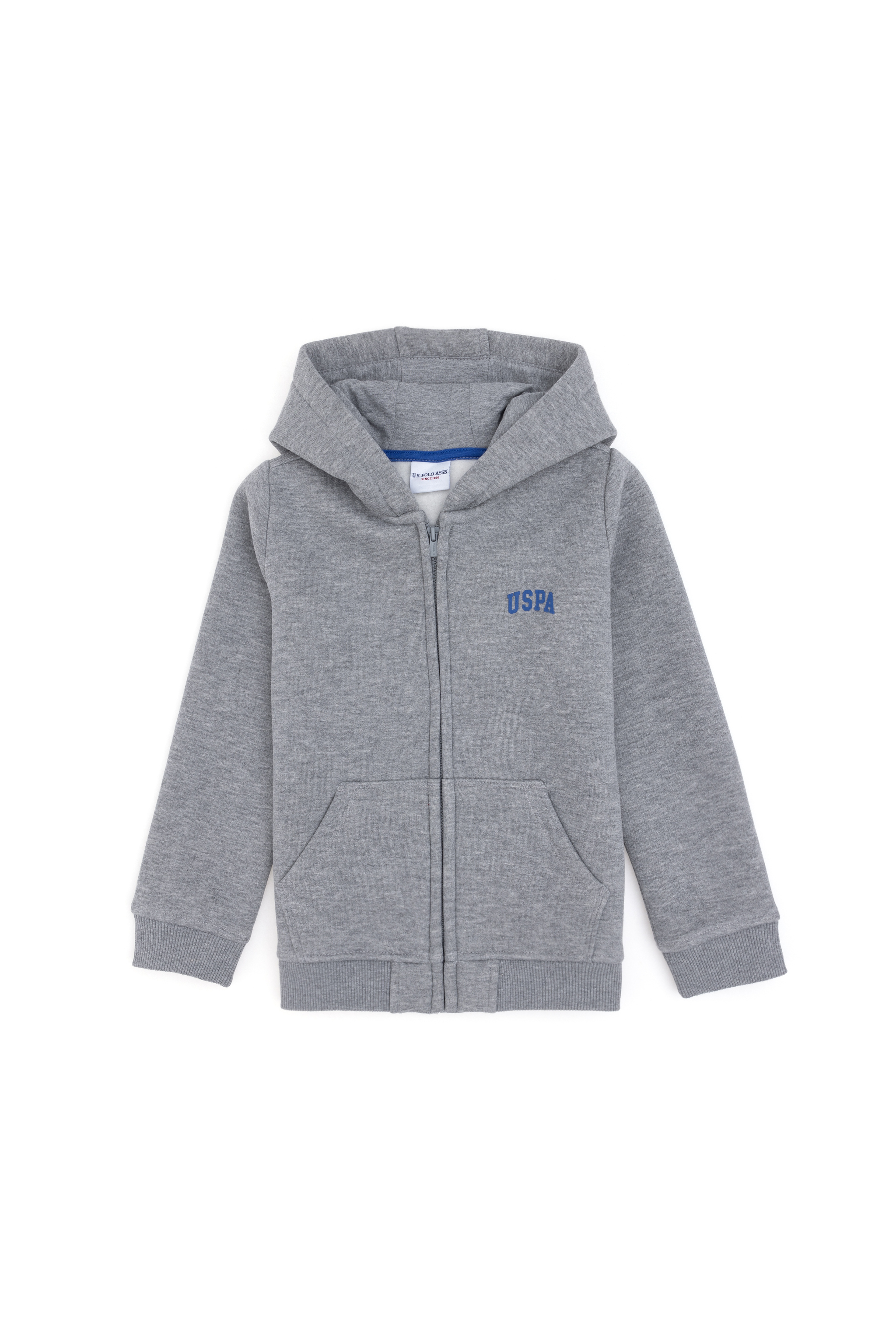Erkek Çocuk Fermuarlı Gri Melanj Şardonlu Kapüşonlu Sweatshirt - Image 1