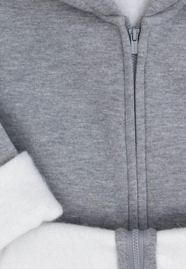 Erkek Çocuk Fermuarlı Gri Melanj Şardonlu Kapüşonlu Sweatshirt - 50295127054