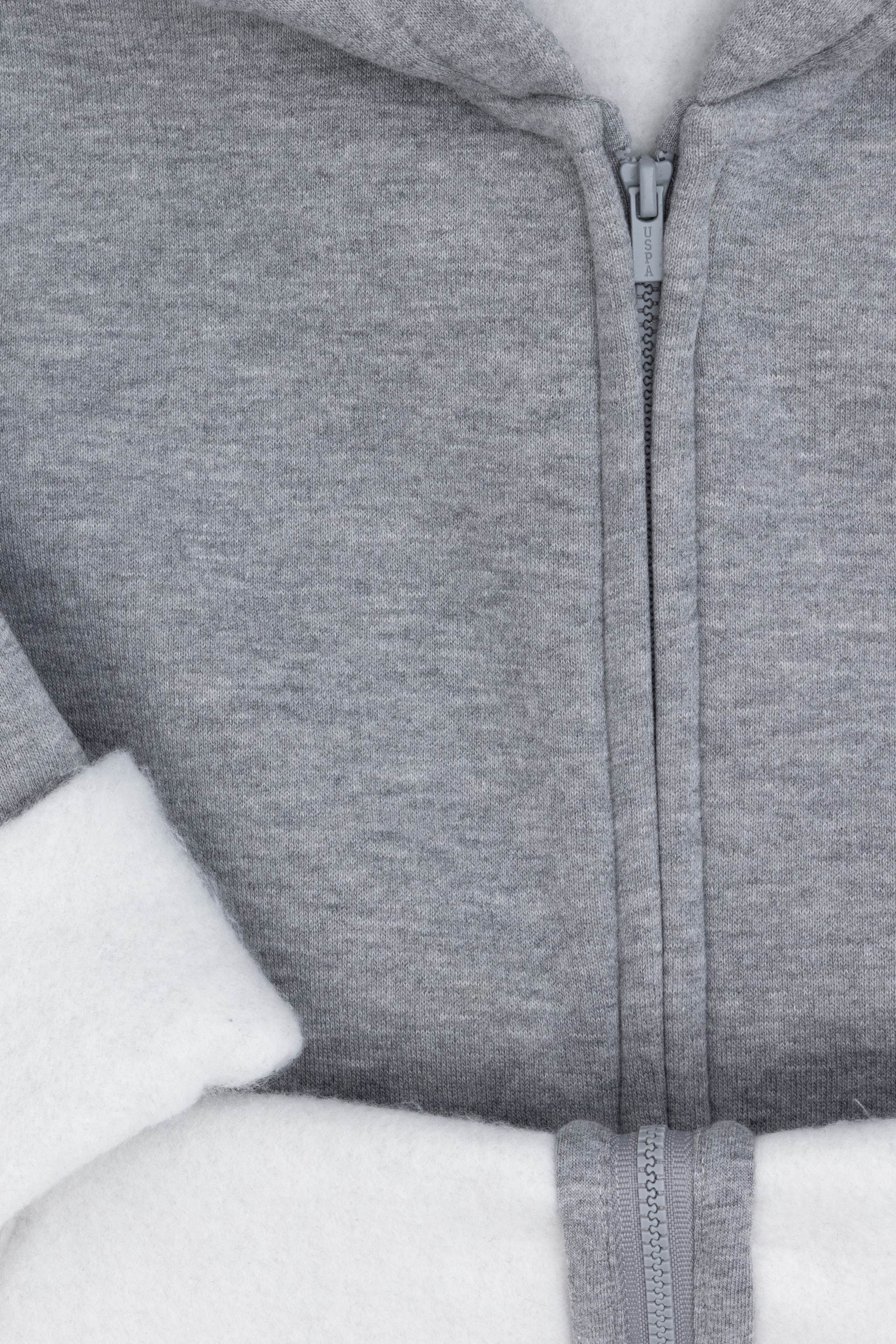 Erkek Çocuk Fermuarlı Gri Melanj Şardonlu Kapüşonlu Sweatshirt - Image 4