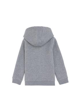 Erkek Çocuk Fermuarlı Gri Melanj Şardonlu Kapüşonlu Sweatshirt - 50295127054