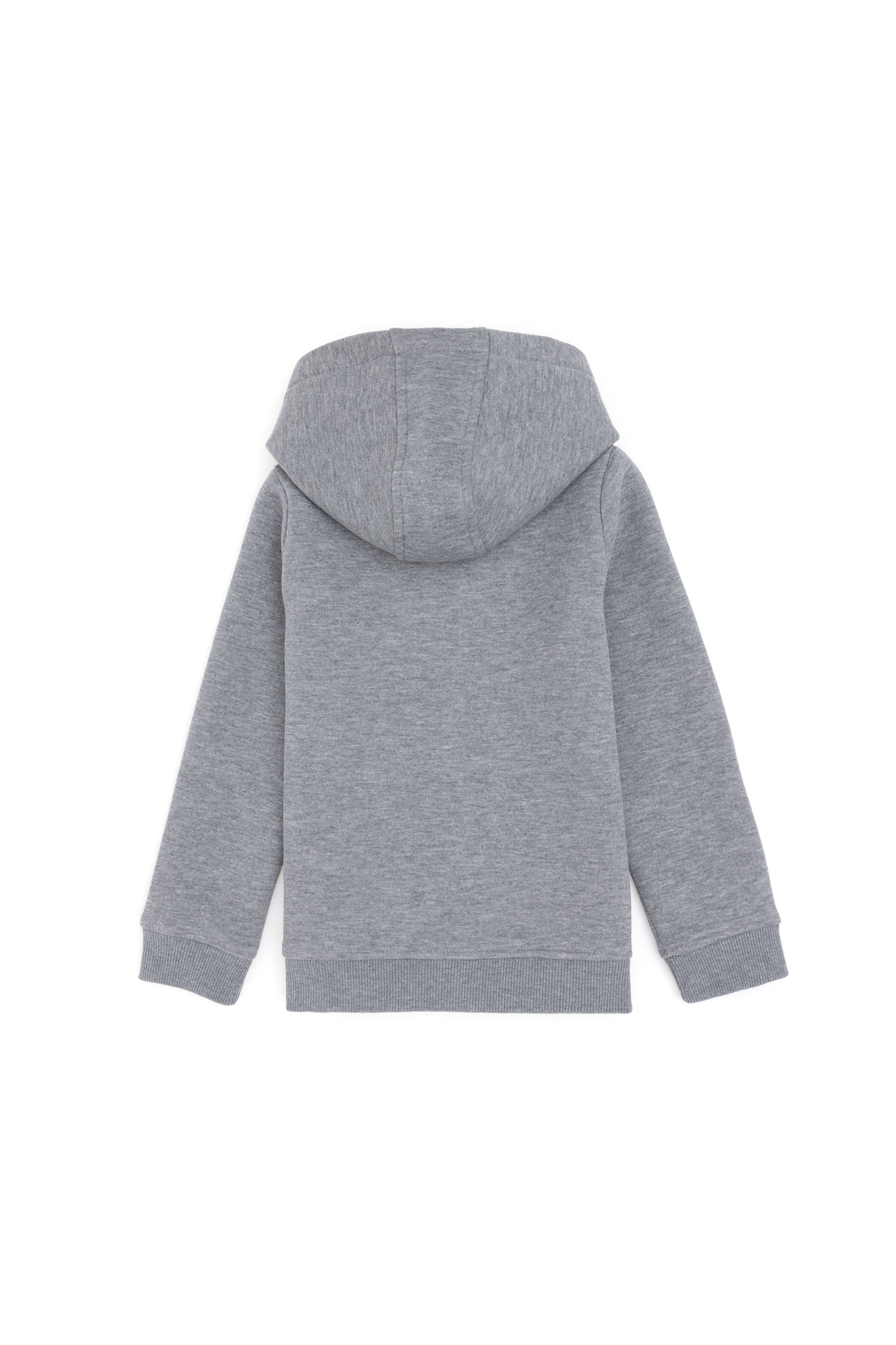 Erkek Çocuk Fermuarlı Gri Melanj Şardonlu Kapüşonlu Sweatshirt - Image 2